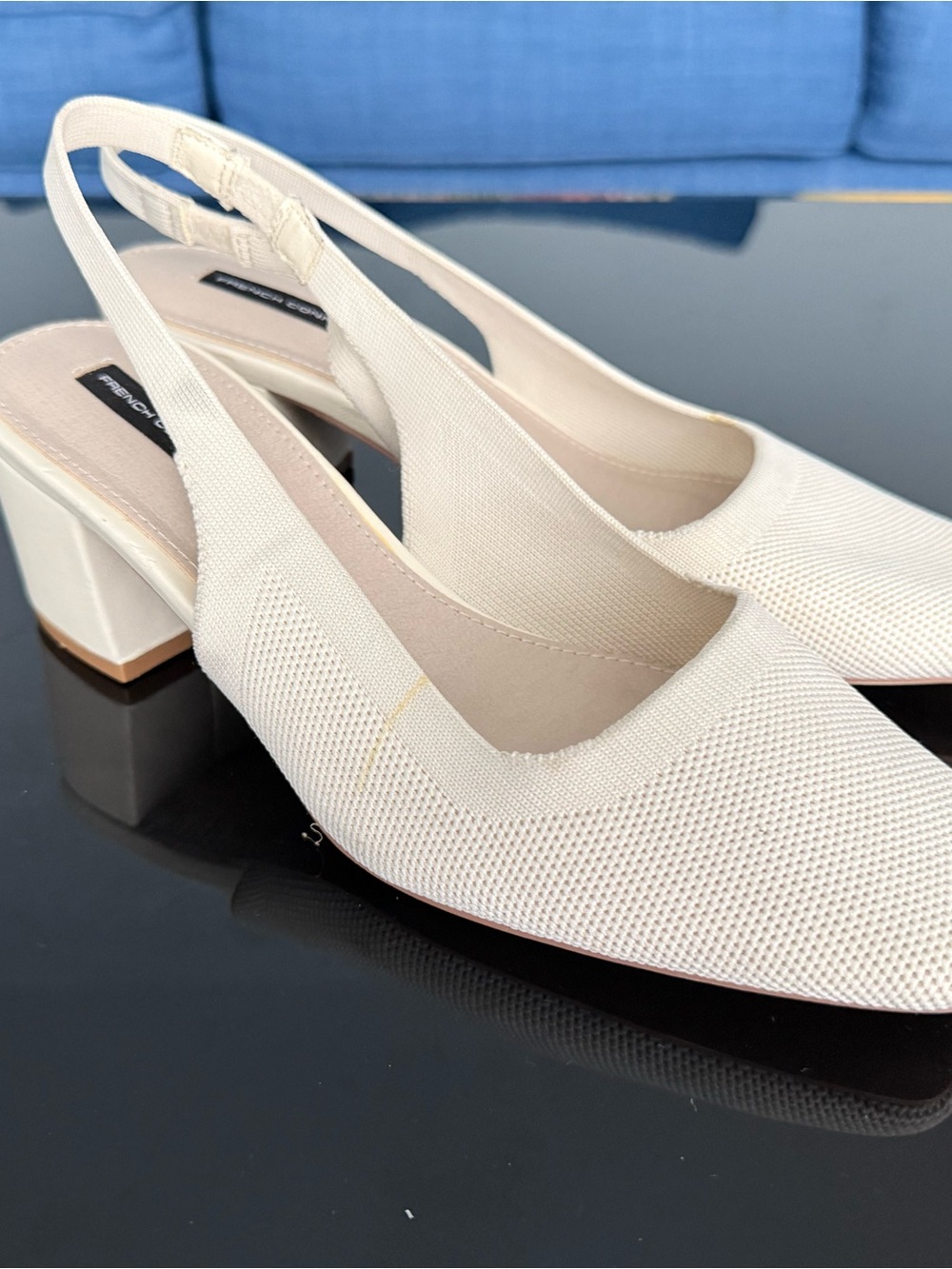 French Connection Cream Slingback Block Heel Pumps